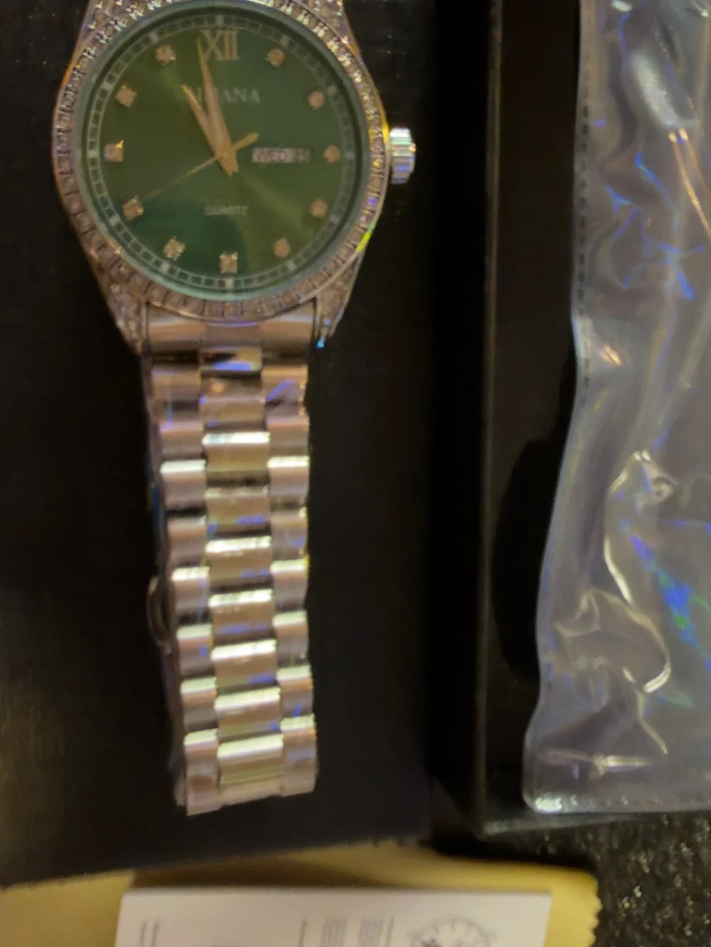 Men's Silver Bracelet Watch with Green Dial